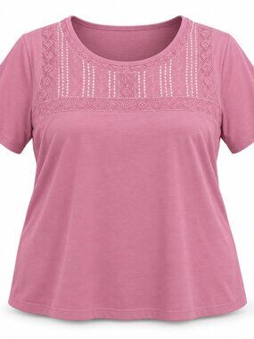 Shenanigans Pink Lace Embroidered Top Women’s 2XL NWOT